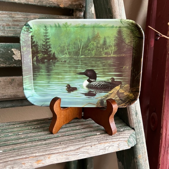 Mini Melamine Tray Made In Italy with Ducks Pond/Lake Water Scene 4” x 5.5” - Picture 1 of 4